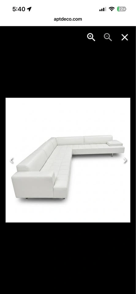 Poltrona Frau White Leather 2 Piece Sectional