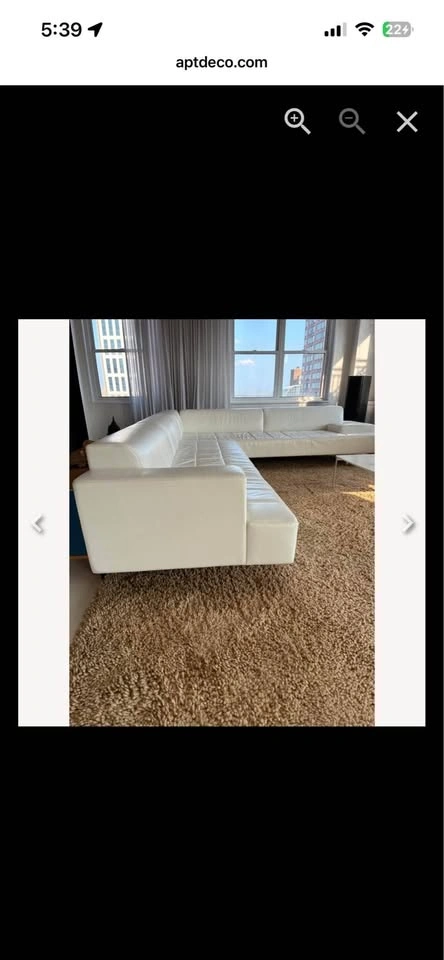 Poltrona Frau White Leather 2 Piece Sectional - photo 3