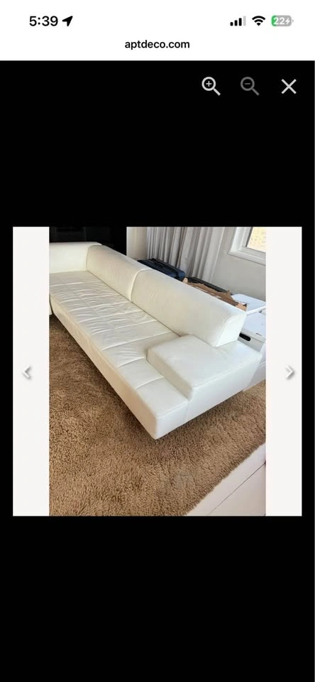 Poltrona Frau White Leather 2 Piece Sectional - photo 4