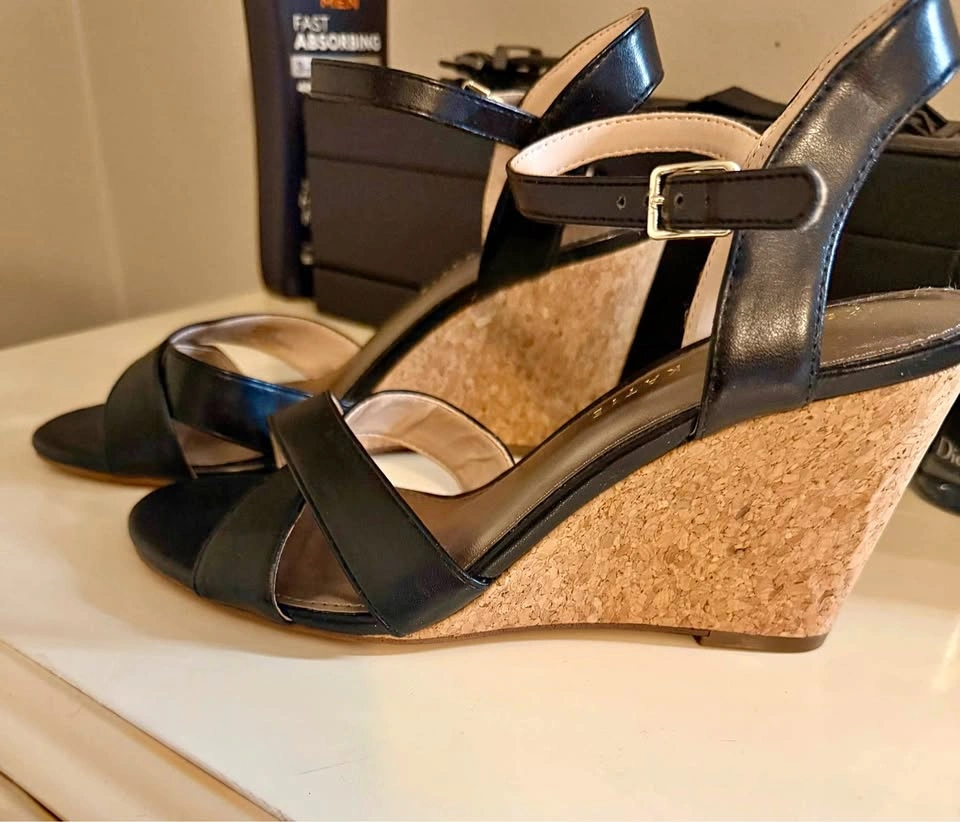 Women’s Leather Wedge Cork Heel