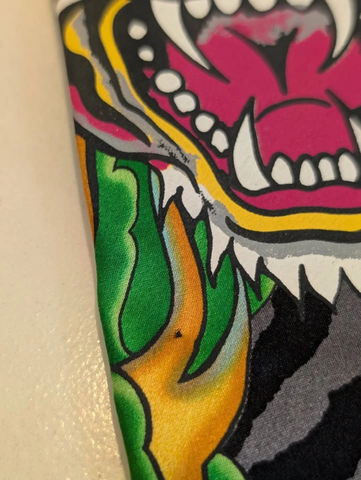 Vintage Ed Hardy Tiger Zebra Print Silk Tie Y2K Christian Audigi - photo 3