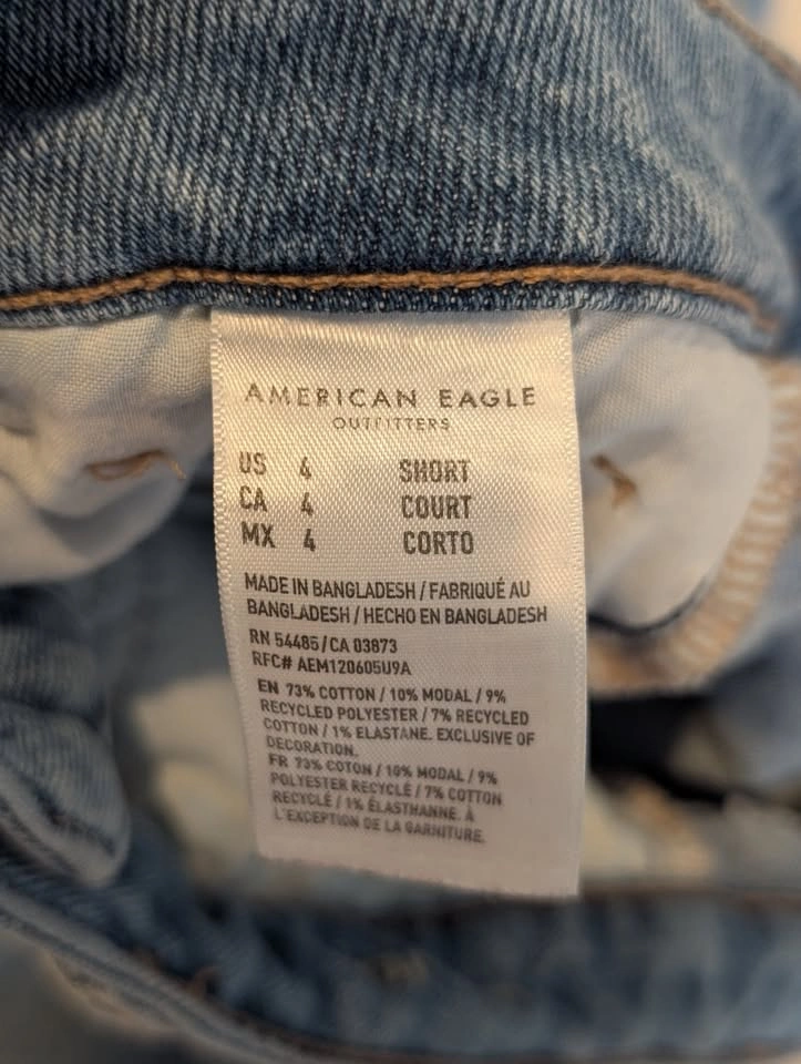 American Eagle Stretch Mom Jeans Light Blue Distressed Size 4 Sh - photo 4