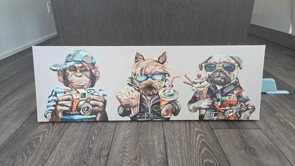 Canvas Art Wall Decor – Monkey, Yorkie, & Pug - photo 2