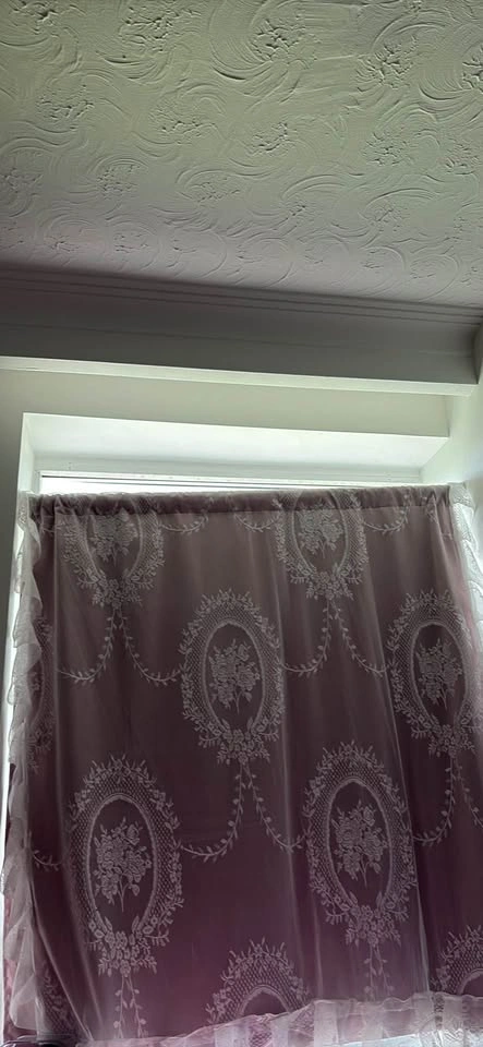 Pink Lace Curtain with Adjustable Tension Rod - photo 3