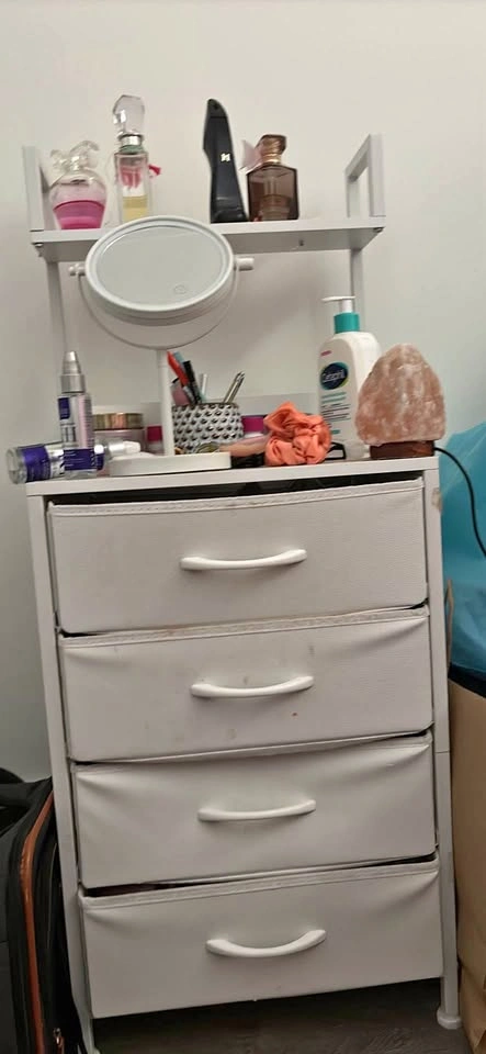 White 4-Drawer Fabric Storage Dresser with Top Shelf