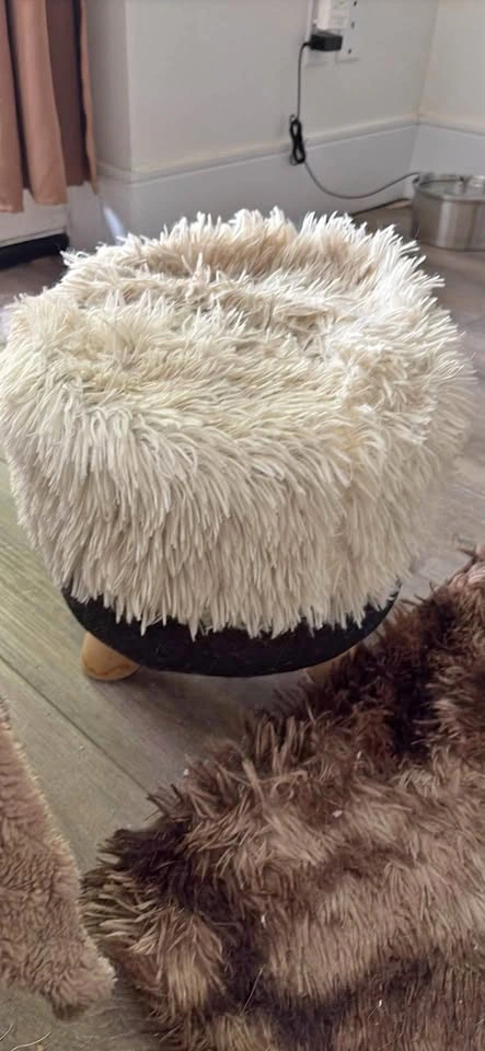 Small Fluffy Footstool / Ottoman – Moving Sale