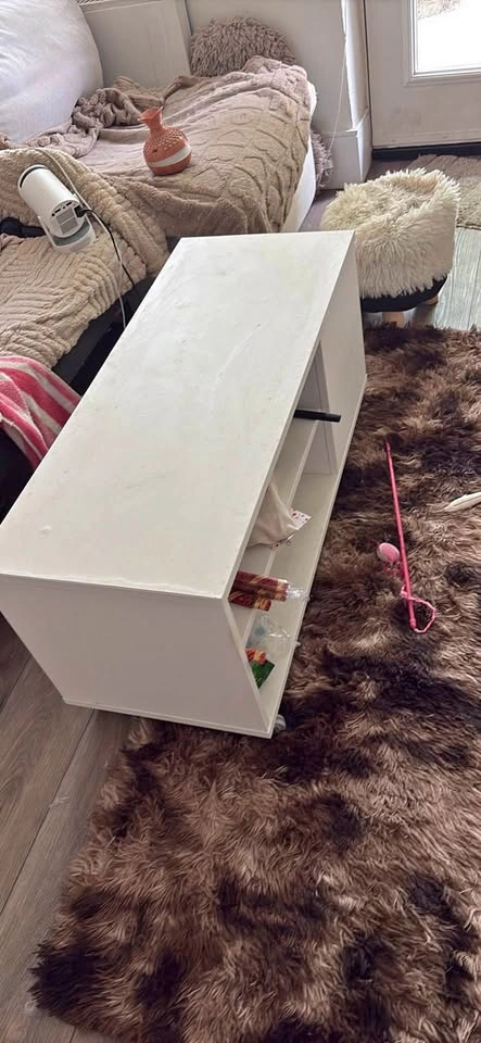 White Rolling Coffee Table with Storage Shelves