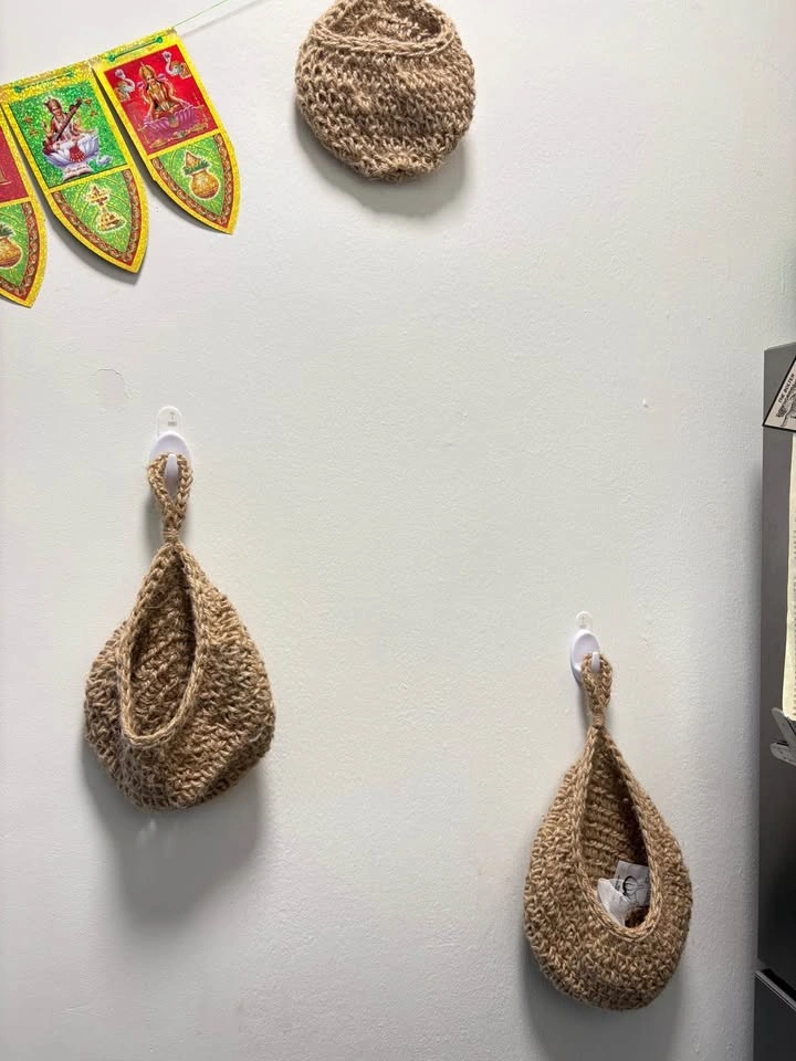 Boho Hanging Storage Baskets (Set of 3) – Jute/Crochet Wall Orga - photo 2
