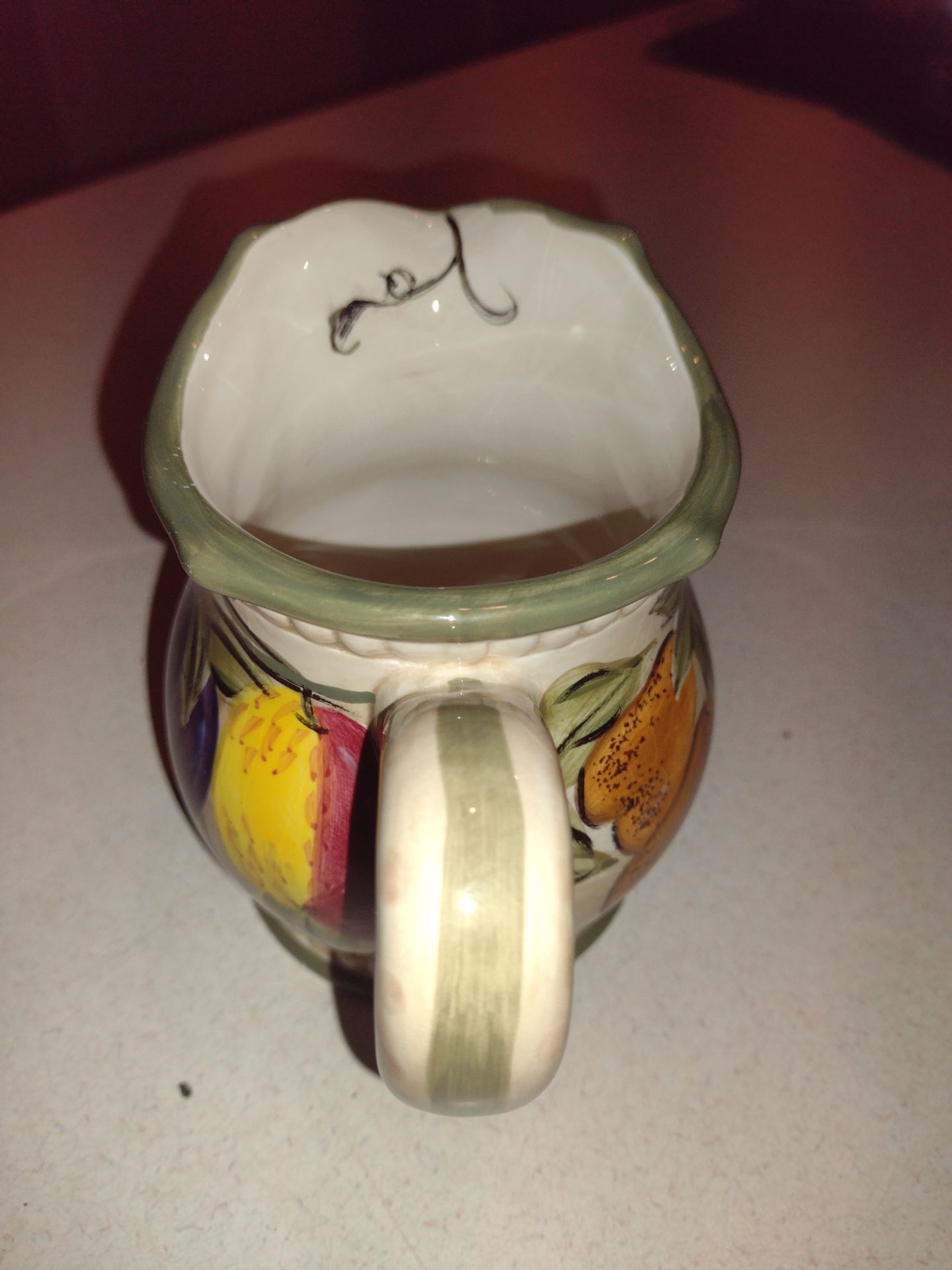 Ceramic Pitcher with Hand-Painted Fruit Design - photo 2