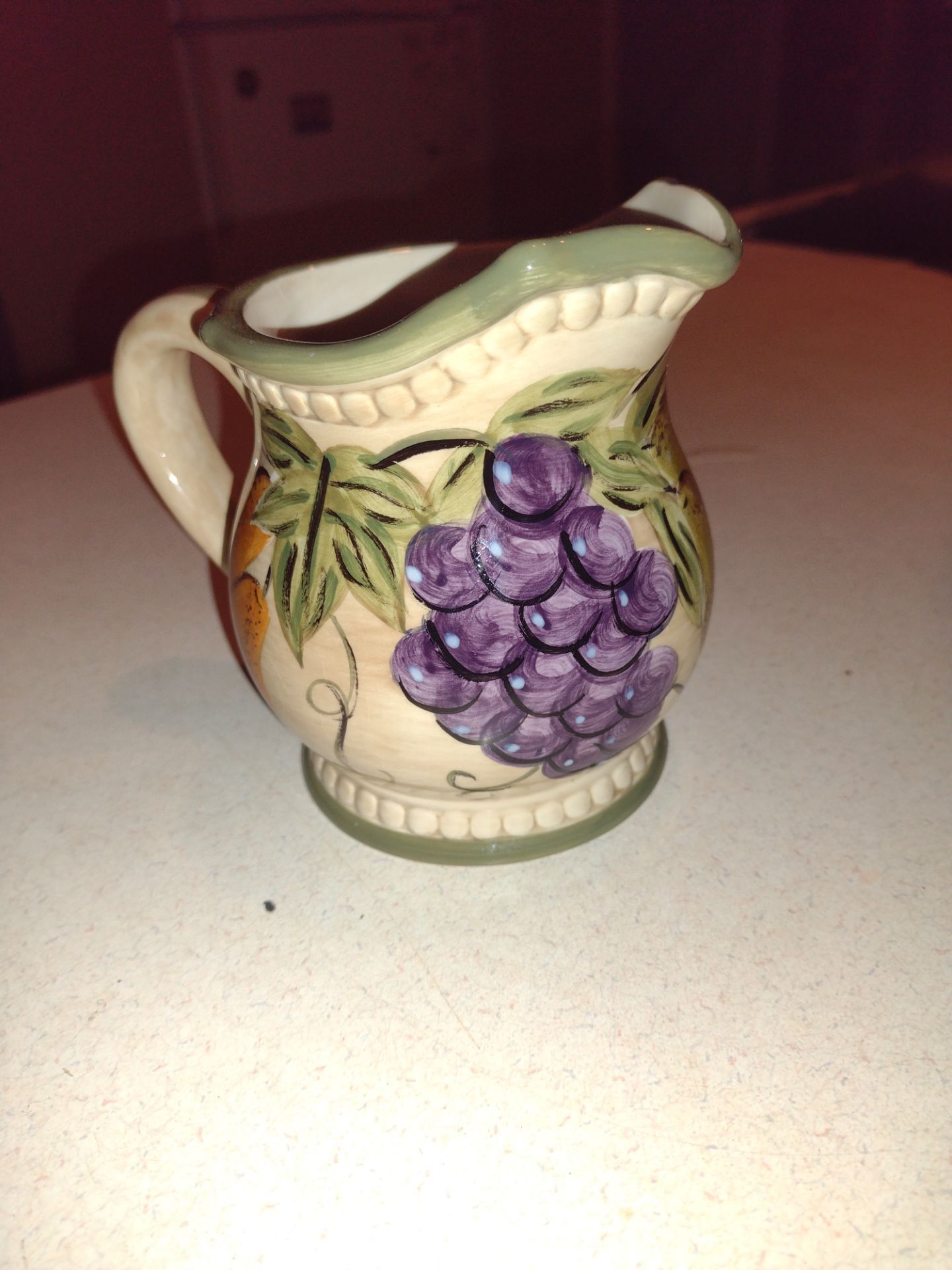 Ceramic Pitcher with Hand-Painted Fruit Design - photo 3