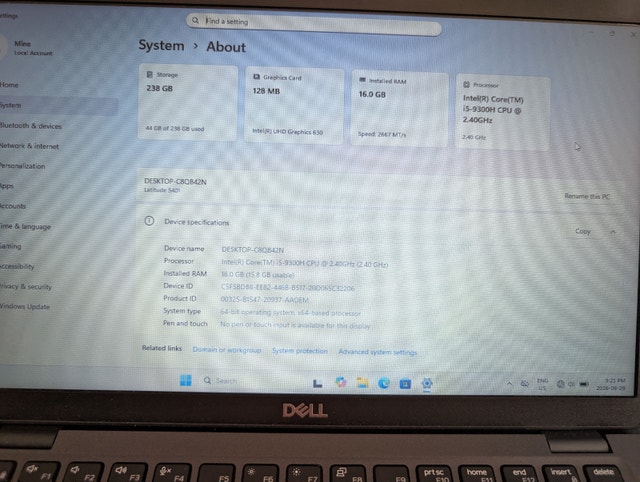 Dell Latitude 5401 9th gen i5-9300h/16gb RAM/256GB SSD - photo 2