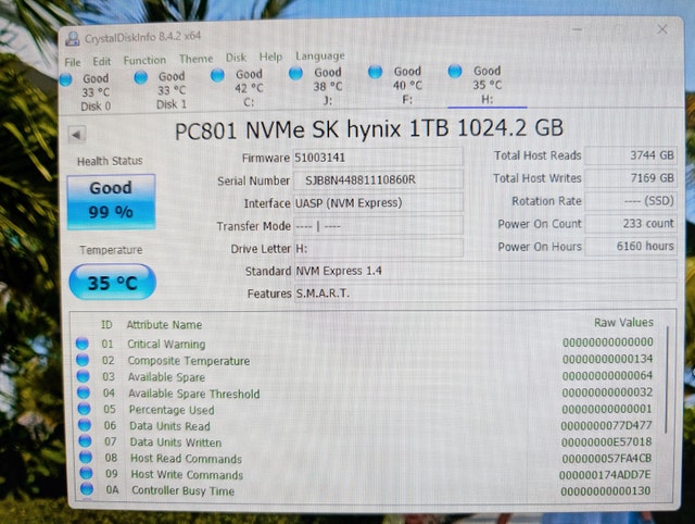1TB SK Hynix PC801 NVMe SSD PCIe Gen4x4 7000MB/s - photo 2