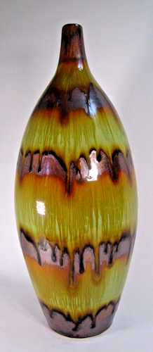 16" MCM Studio Art Green & Orange Copper Drip Glaze Vase - photo 4