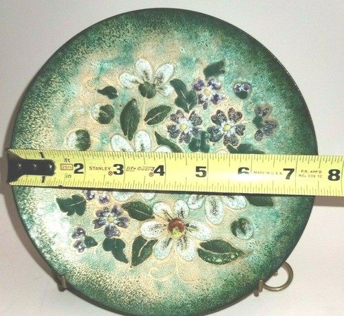 Handpainted Enamel on Copper Floral Plate Liliana Bustamante - photo 2