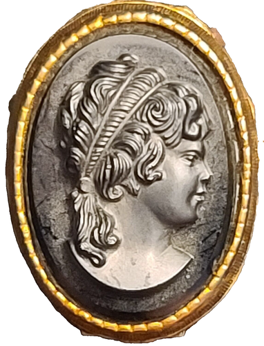 Vintage 1.1" Victorian Revival Hematite Black Glass Cameo - photo 2