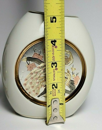 Genuine Japanese Chokin Art 24K Gold Edge Peacock & Pagoda - photo 5