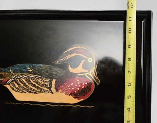 Couroc of Monterey Wood Duck Inlaid Black Lacquer Tray - photo 4