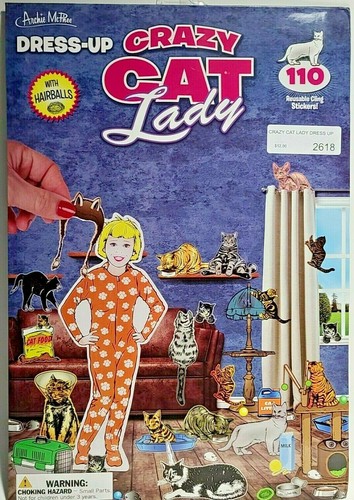 Crazy Cat Lady Cat Lovers 110 Cling Stickers Set