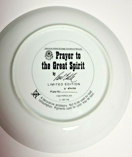 Prayer to The Great Spirit Franklin Mint 8" Collector Plate - photo 2
