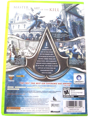 Assassin's Creed Xbox 360, 2007 Complete with Manual - photo 4