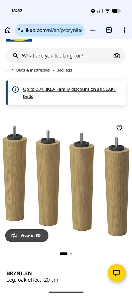 Brand New: IKEA BRYNILEN sofa Legs Oak effect