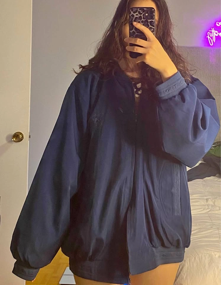 Tan Fei Vintage Navy Bomber Jacket