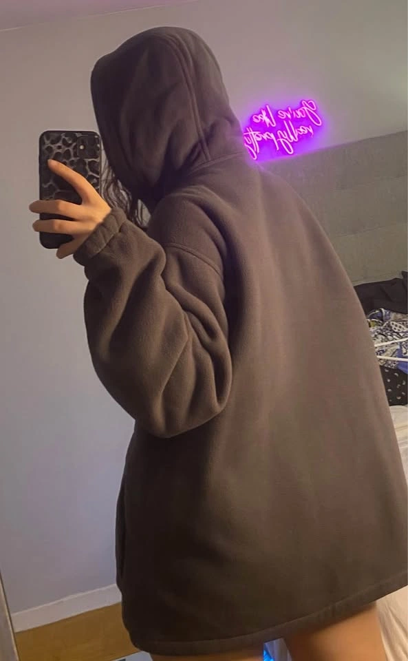 Grey Sherpa-Lined Fleece Zip-Up Hoodie - photo 2