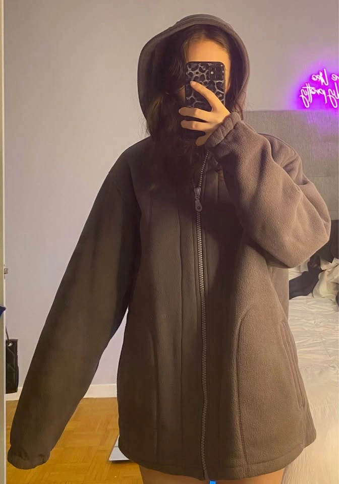 Grey Sherpa-Lined Fleece Zip-Up Hoodie - photo 3