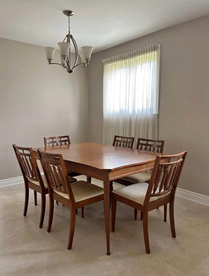 Vintage Solid Walnut Dining Table & 6 Chairs