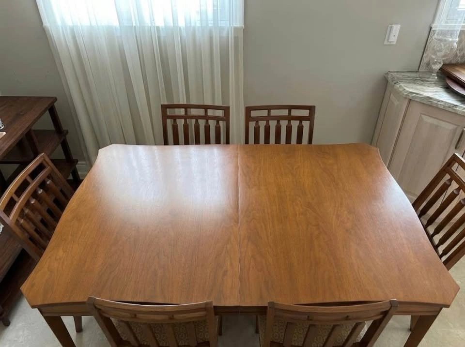 Vintage Solid Walnut Dining Table & 6 Chairs - photo 3