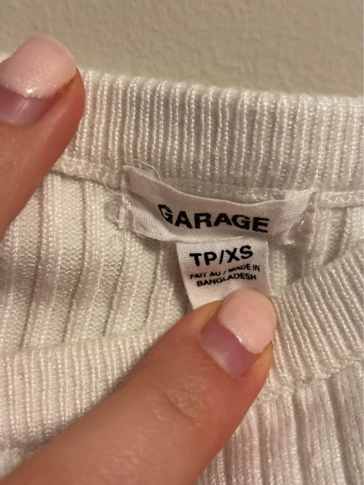 Garage Off-the-Shoulder Ribbed Top White - photo 2