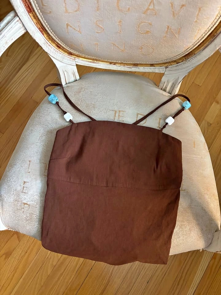 Zara Brown Beaded Strap Mini Summer Dress