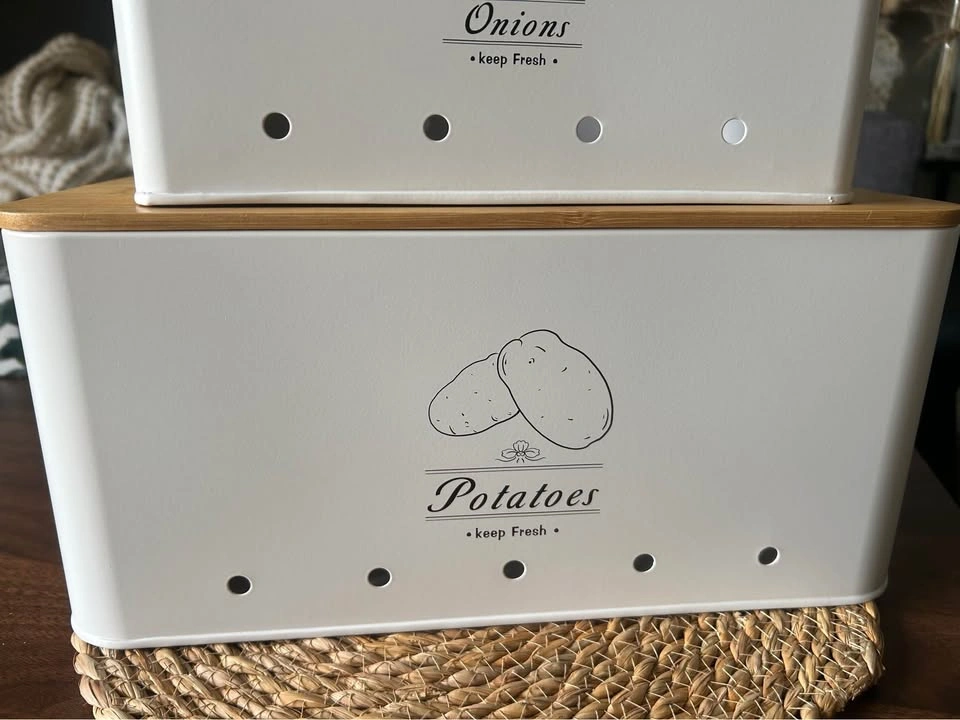 Metal storage bins with wooden lids - photo 3
