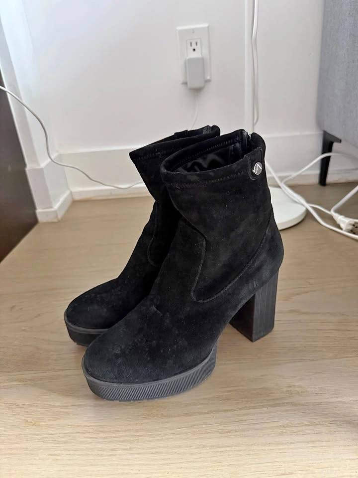 Artica Black Suede Platform Ankle Boots