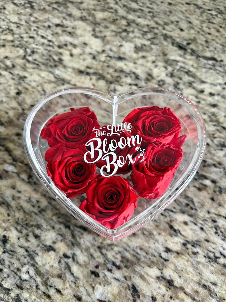 The Little Bloom Box Heart Preserved Forever Roses