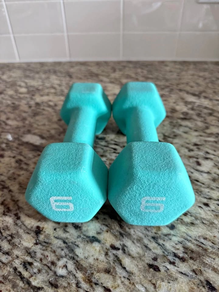 Pair of Cute Teal 6lbs Dumbbells