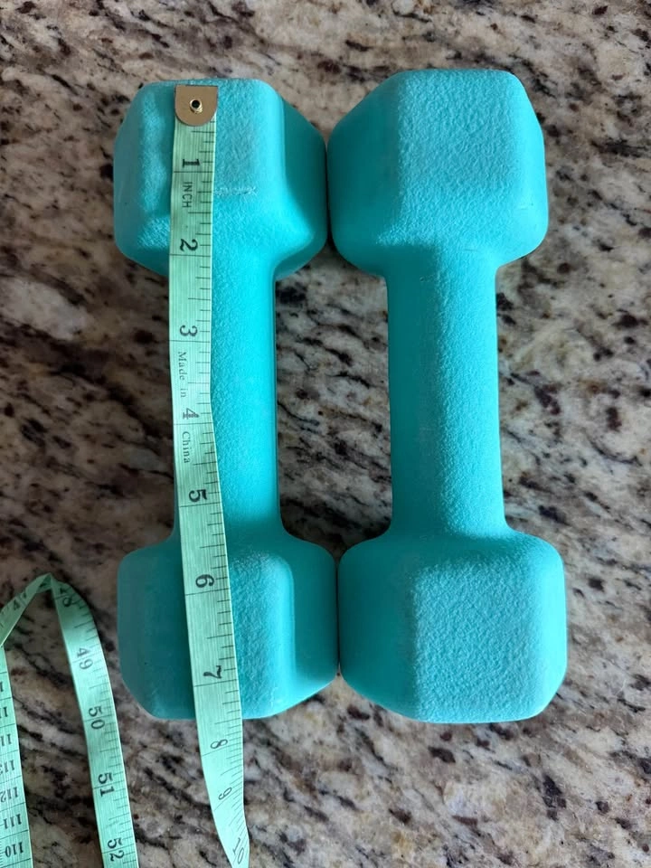 Pair of Cute Teal 6lbs Dumbbells - photo 2