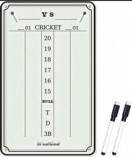 Darts Scoreboard Dry Erase With Two Dry Erase Pens