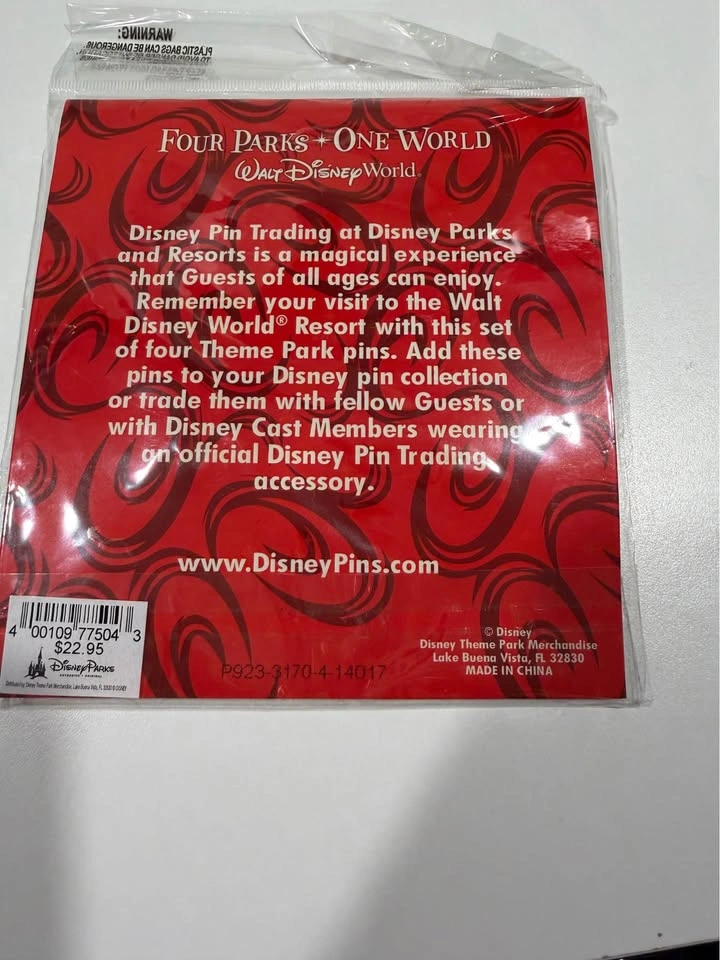 Sealed Walt Disney World Four Parks, One World Disney Pin Set - photo 2