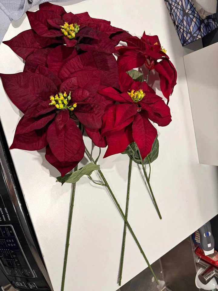 Michaels Artificial Red Poinsettia Stems – 4 Pieces