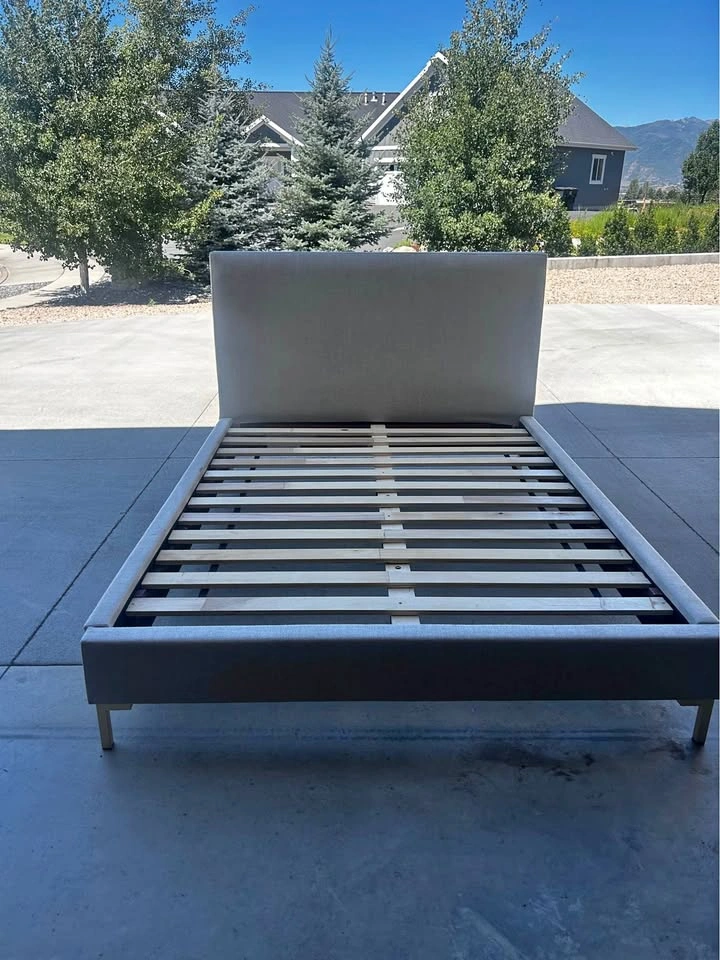 Saatva Rhodes Queen Bed Frame, Natural Linen, Like New