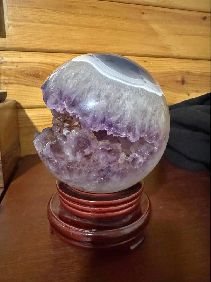 Large Natural Amethyst “Pac-Man” Crystal Sphere Geode