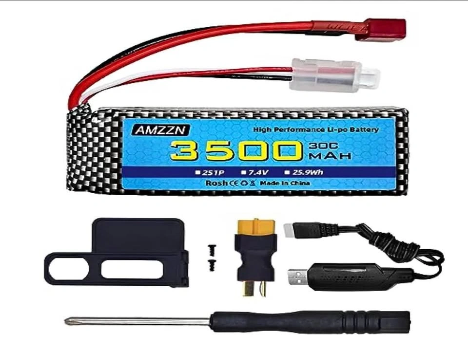 AMZZN 7.4V 3500mAh 30C Li-po Battery with USB Smart Charger