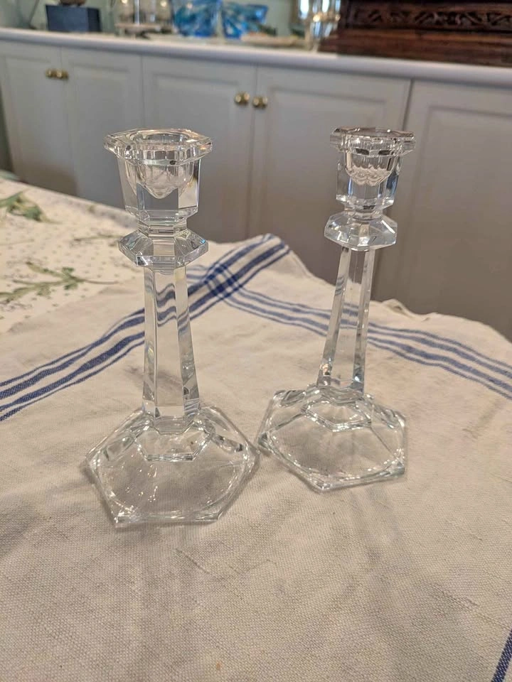 Pair of Glass Candlesticks (L)