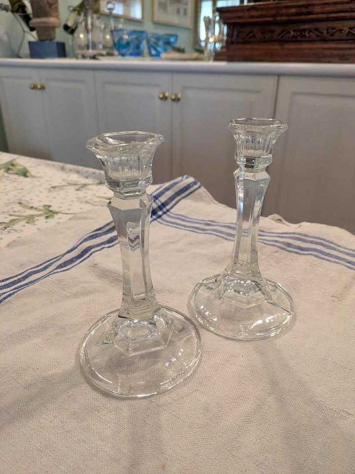 Pair of Glass Candlesticks (S)