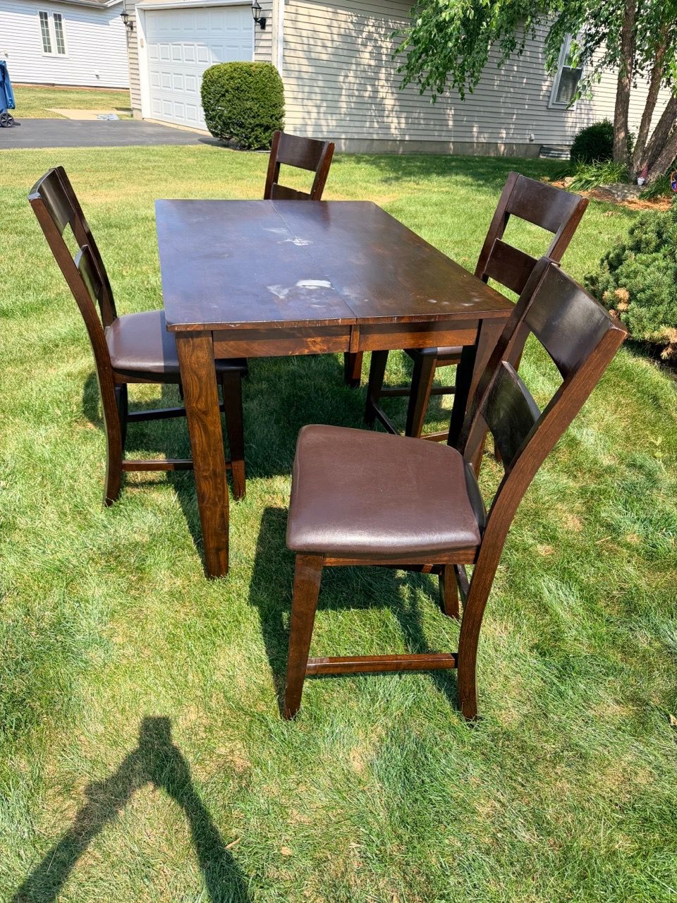 High top table with leaf and 6 chairs - photo 2