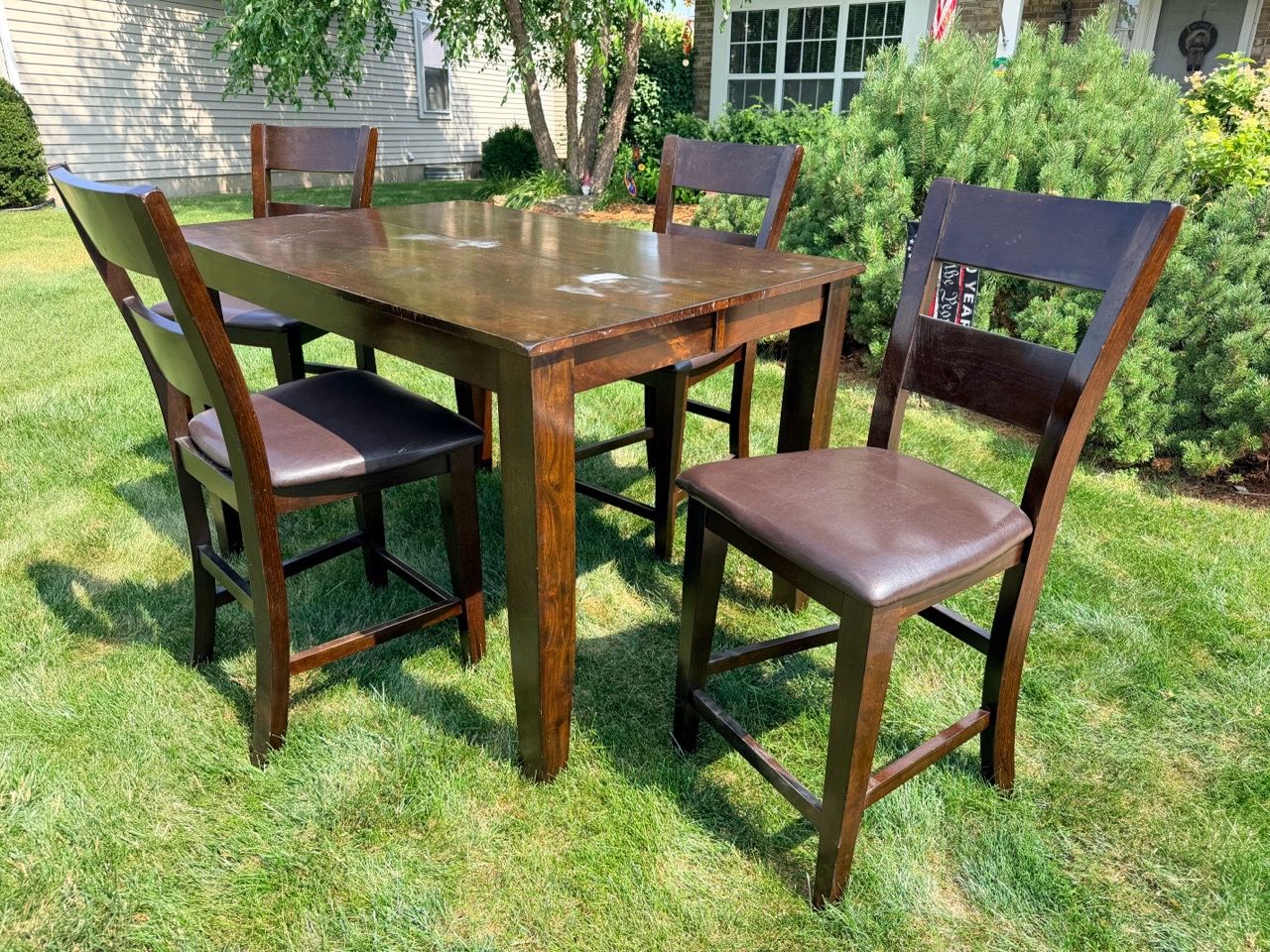 High top table with leaf and 6 chairs - photo 3