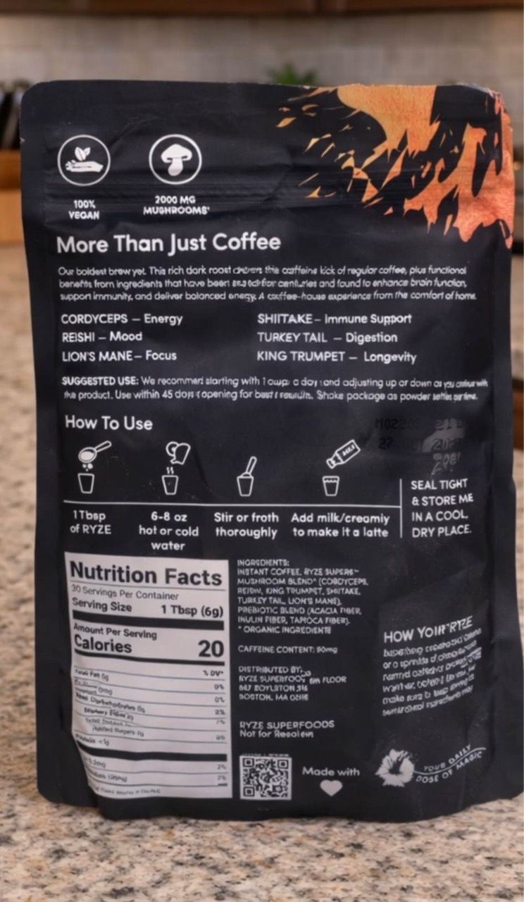 RYZE Mushroom Coffee 30 Servings Sealed Bag - photo 2