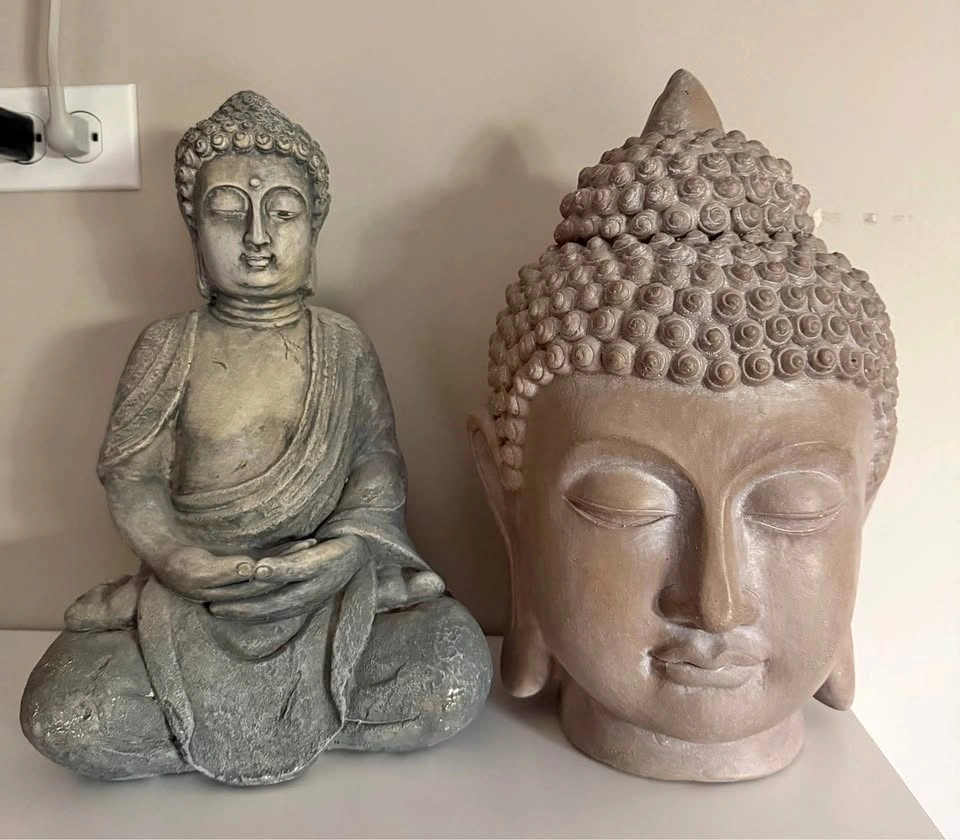 Buddha Statue and Buddha Head Set