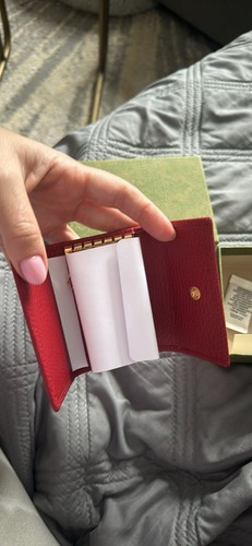 Brand New Gucci GG GHW Coin/Card Case with Key Chain, Red